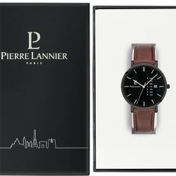 Montre homme pierre lannier data cuir brun - analogiques - edora - 2