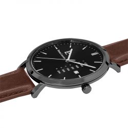 Montre homme pierre lannier data cuir brun - analogiques - edora - 3