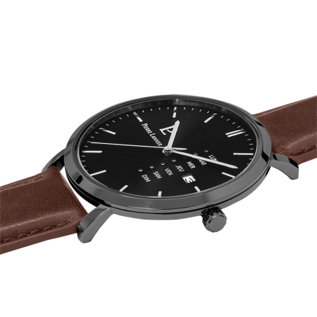 Montre homme pierre lannier data cuir brun – montres françaises