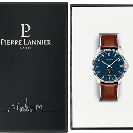 Montre homme pierre lannier metropolitain cuir brun – montres françaises