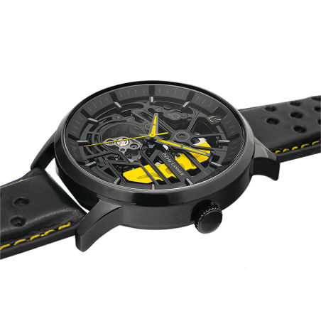 Montre automatique homme pierre lannier paddock cuir perforé noir – montres françaises