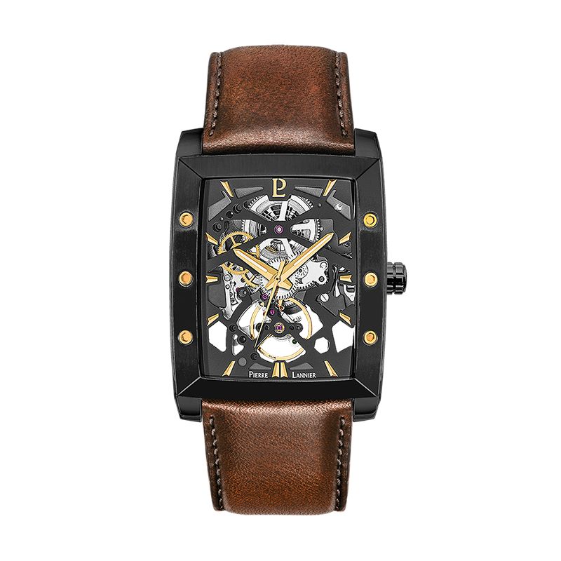 Montre automatique homme pierre lannier hector cuir brun - automatiques - edora