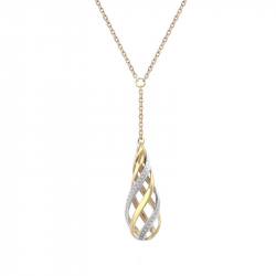 Collier femme goutte or 750/1000 bicolore et diamants - plus-de-colliers-femmes - edora - 0