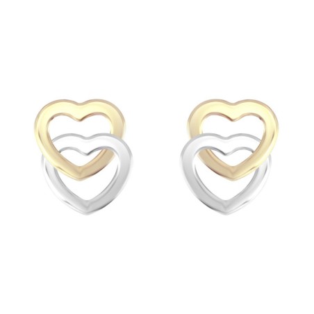 Boucles d'oreilles  puces coeurs or 375/1000 bicolore – puces