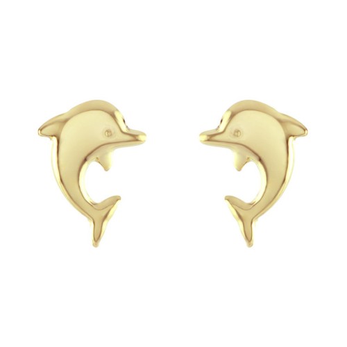 Boucles d'Oreilles Enfant Puces Dauphin OR 750/1000 Jaune