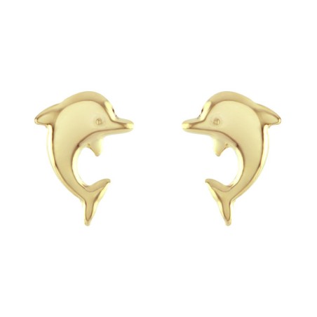 Boucles d'Oreilles Enfant Puces Dauphin OR 750/1000 Jaune