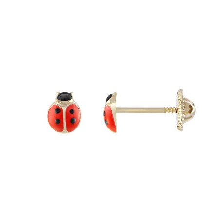 Boucles d'oreilles enfant puces coccinelles or 750/1000 jaune et laque – accueil