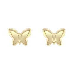 Boucles d'oreilles enfant puces papillons or 375/1000 jaune - puces - edora - 1