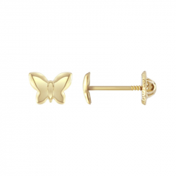 Boucles d'oreilles enfant puces papillons or 375/1000 jaune - puces - edora - 0