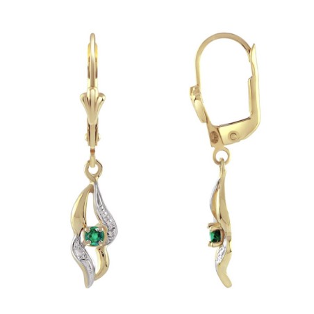 Boucles d'oreilles femme dormeuses or 750/1000 bicolore et emeraudes – accueil