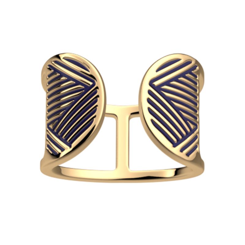 Bague femme les cadettes ruban laquÉ bleue laiton doré - plus-de-bagues-femmes - edora