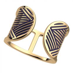 Bague femme les cadettes ruban laquÉ bleue laiton doré - plus-de-bagues-femmes - edora - 1