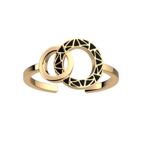 Bague Femme LES CADETTES HALO NOIR LAQUÉ Laiton Doré