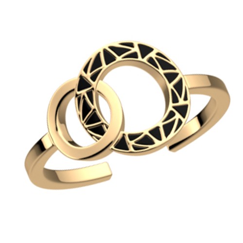 Bague Femme LES CADETTES HALO NOIR LAQUÉ Laiton Doré