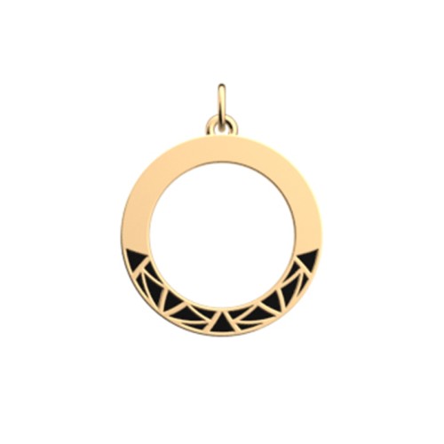 Pendentif Femme LES CADETTES HALO NOIR LAQUÉ Laiton Doré