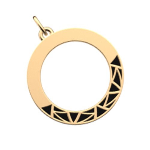 Pendentif Femme LES CADETTES HALO NOIR LAQUÉ Laiton Doré