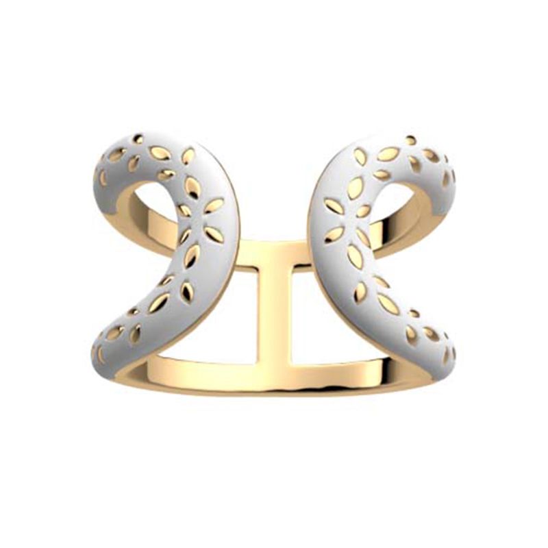 Bague femme les cadettes poÈmes blanc laquÉ laiton doré - plus-de-bagues-femmes - edora