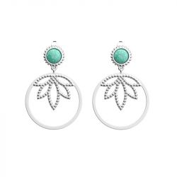 Boucles d'oreilles femme les cadettes lotus perle vert laiton argenté - boucles-d-oreilles-femme - edora - 0