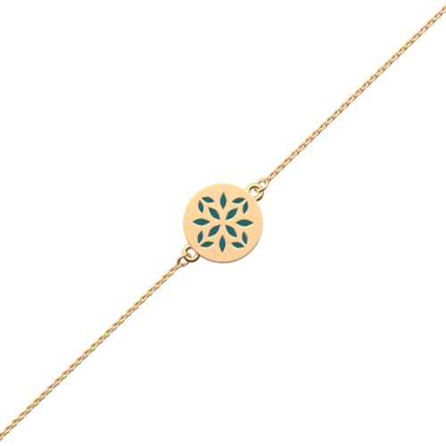 Bracelet Femme LES CADETTES LOTUS LAQUE VERT Laiton Doré