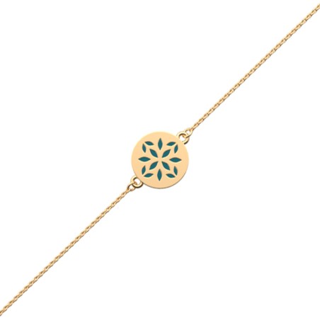 Bracelet Femme LES CADETTES LOTUS LAQUE VERT Laiton Doré
