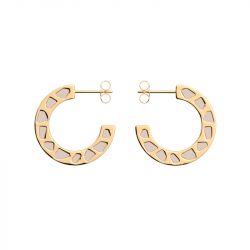 Créoles femme les cadettes gigi laquÉ beige laiton doré - creoles - edora - 0