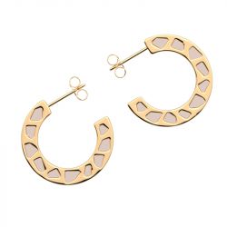 Créoles femme les cadettes gigi laquÉ beige laiton doré - creoles - edora - 1