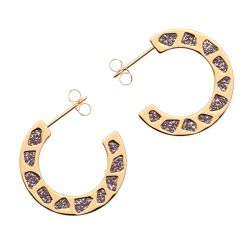 Créoles femme les cadettes gigi laquÉ brun laiton doré - creoles - edora - 1