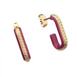 Créoles femme les cadettes reptile laquÉ rouge laiton doré  - creoles - edora - 1