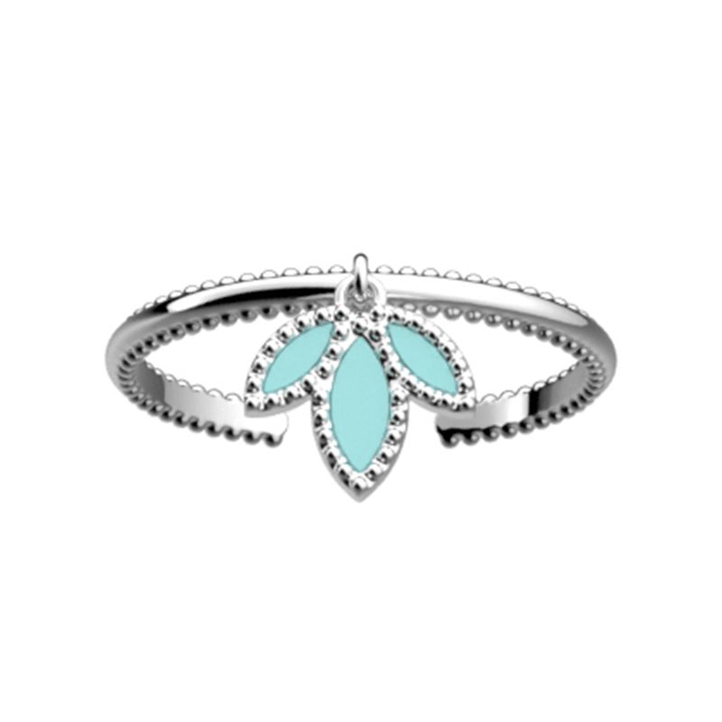 Bague femme les cadettes lotus turquoise laiton argenté - plus-de-bagues-femmes - edora