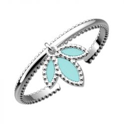 Bague femme les cadettes lotus turquoise laiton argenté - plus-de-bagues-femmes - edora - 1