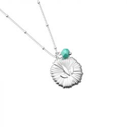 Collier femme les cadettes lotus laiton argenté perle turquoise - plus-de-colliers-femmes - edora - 1