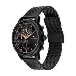 Montre chronographe homme tommy hilfiger stewart acier milanais noir - chronographes - edora - 1