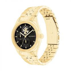 Montre femme tommy hilfiger monica noir acier doré - analogiques - edora - 1