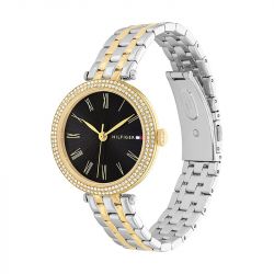 Montre femme tommy hilfiger natalie noir acier bicolore - analogiques - edora - 1