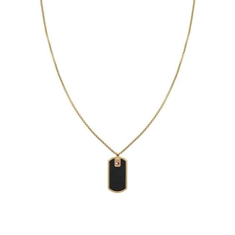 Collier plaque homme tommy hilfiger acier doré - plus-de-colliers-hommes - edora
