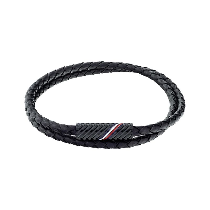 Bracelet homme 19cm tommy hilfiger 2.0 cuir noir - plus-de-bracelets-hommes - edora