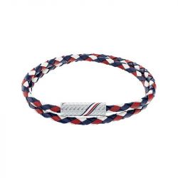 Bracelet homme 19cm tommy hilfiger 2.0 cuir bleu blanc et rouge - plus-de-bracelets-hommes - edora - 0