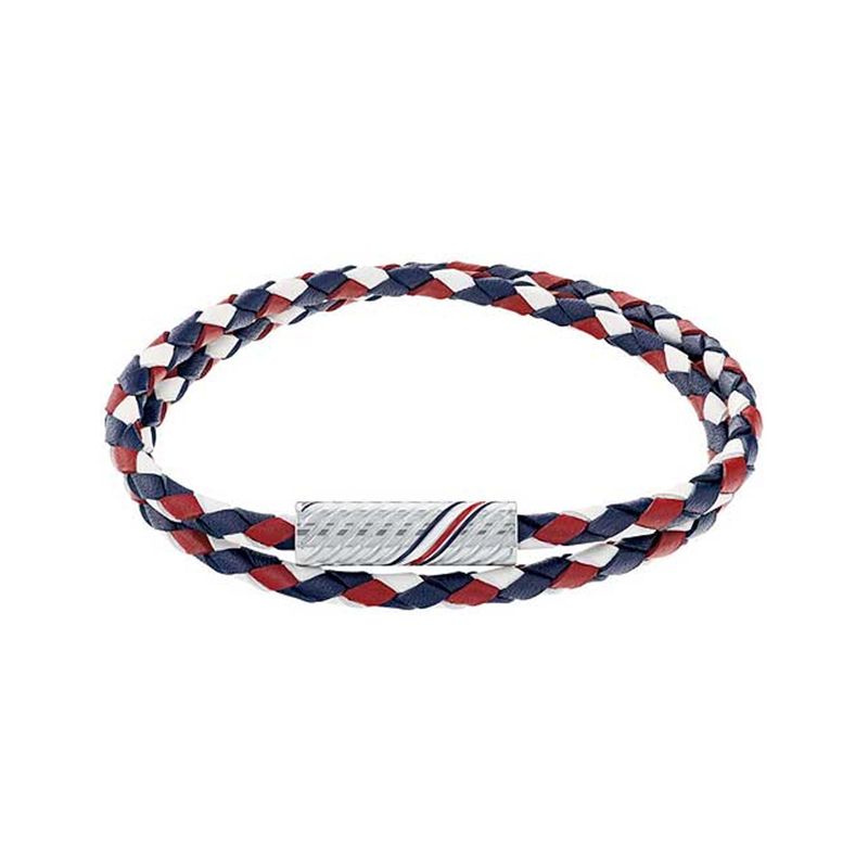 Bracelet homme 19cm tommy hilfiger 2.0 cuir bleu blanc et rouge - plus-de-bracelets-hommes - edora