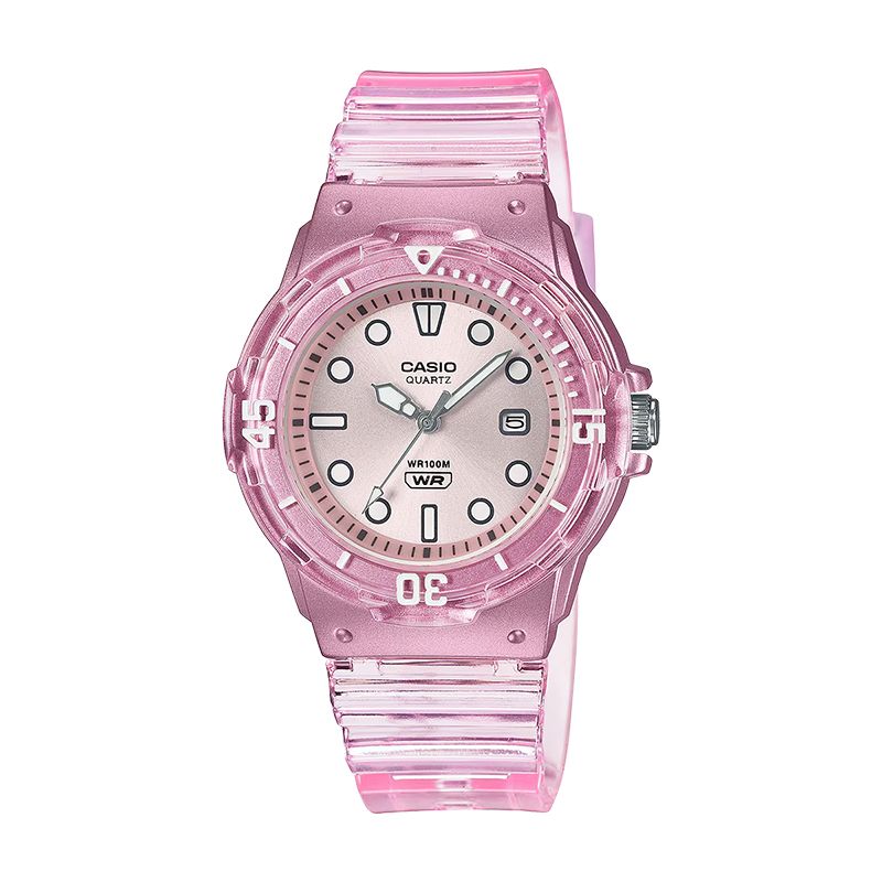 Montre femme casio timeless "pop" résine rose transparente - analogiques - edora