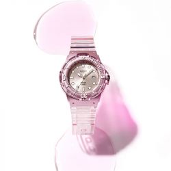 Montre femme casio timeless "pop" résine rose transparente - analogiques - edora - 1
