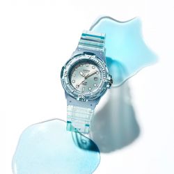 Montre femme casio timeless "pop" résine bleue transparente - analogiques - edora - 1