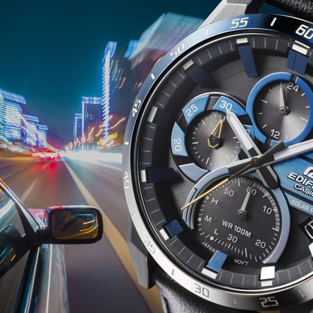 Montre chronographe solaire homme casio edifice cuir noir – solaires