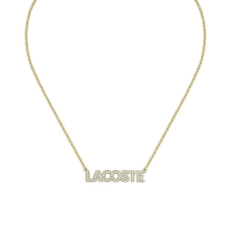 Collier femme 41cm lacoste script acier doré - plus-de-colliers-femmes - edora