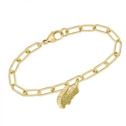 Bracelet femme 19cm lacoste crocodile acier doré - chaines - edora - 1