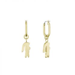 Boucles d'oreilles femme pendantes lacoste crocodile acier doré - pendantes - edora - 1