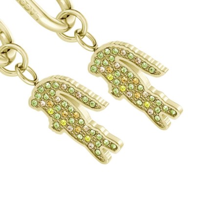 Boucles d'oreilles femme pendantes lacoste crocodile acier doré – pendantes