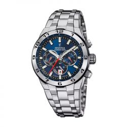 Montre chronographe homme festina chrono bike bleu acier argenté - accueil - edora - 0