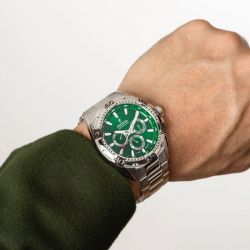 Montre homme festina multifunction collection vert acier argenté - accueil - edora - 1