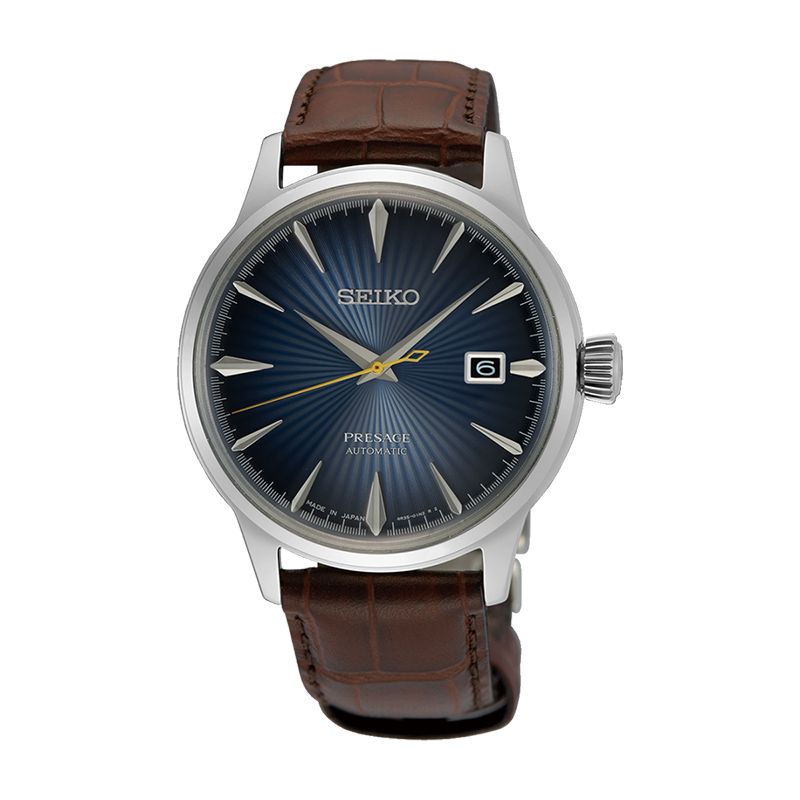 Montre automatique homme seiko presage bleu cuir brun - automatiques - edora