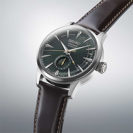 Montre automatique homme seiko presage vert cuir brun – automatiques